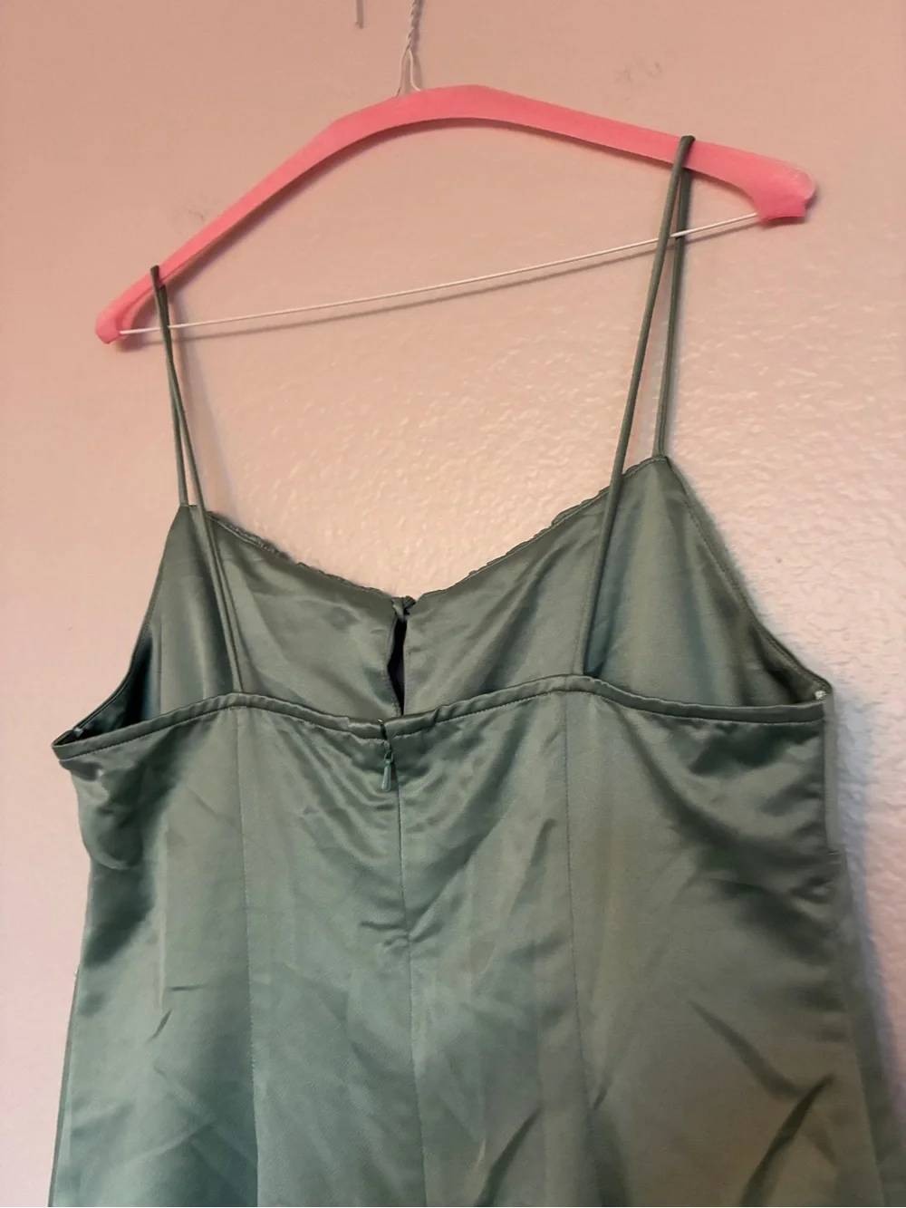 Topshop Silky Sage Green Satin Slip Dress Size 10 Party Cocktail Y2K Babydoll